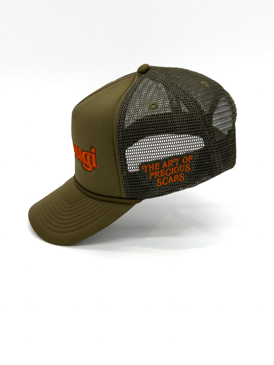 Trucker Hat - Olive & Sunrise Orange